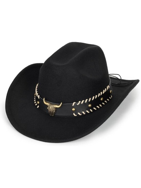 Women Bull Black Polyester Premium Quality Classic Roll Up Fedora Hat (Size:S-M) main image 4